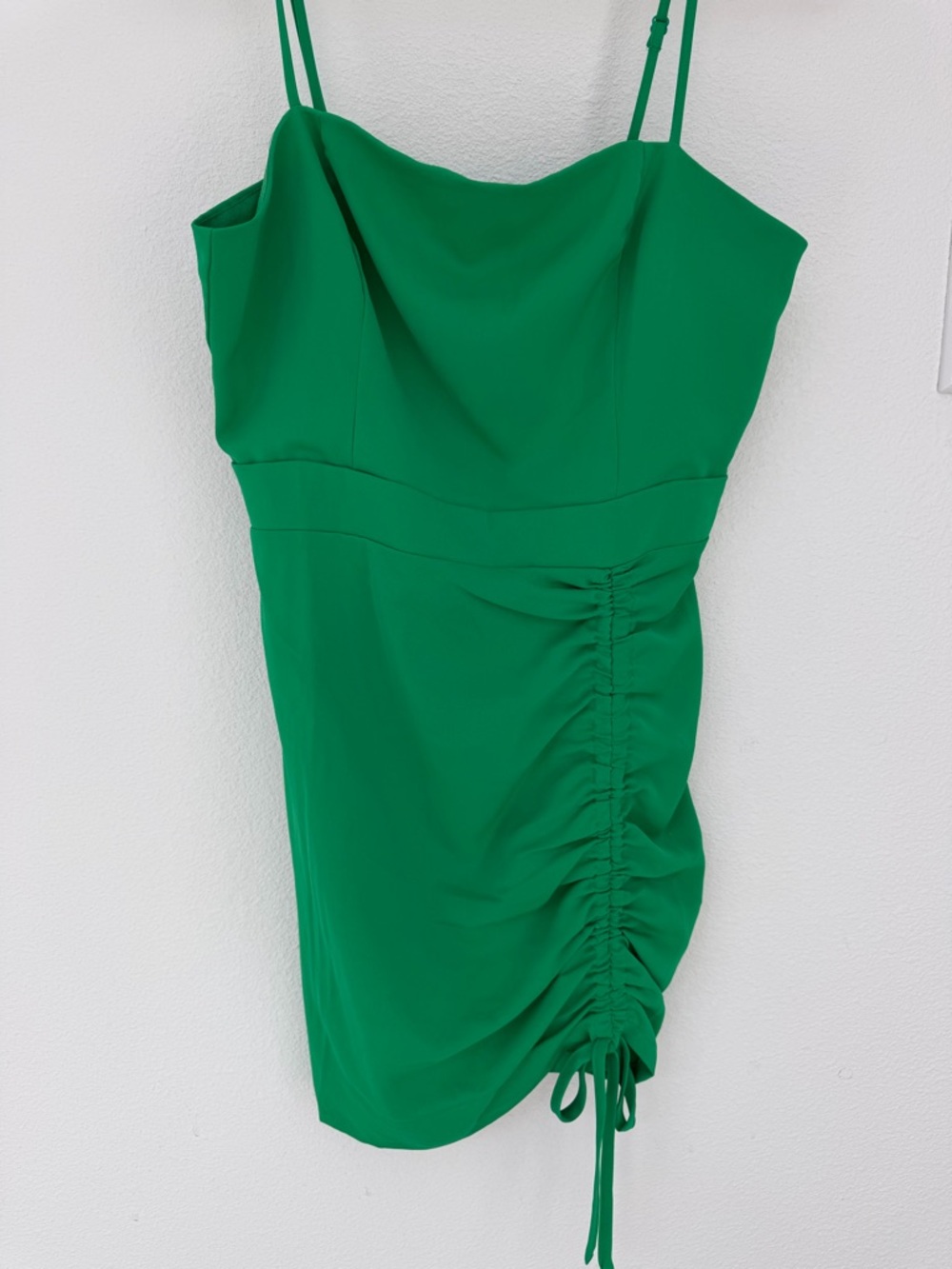 superdown Bright Green Ruched Spaghetti Strap Mini Dress